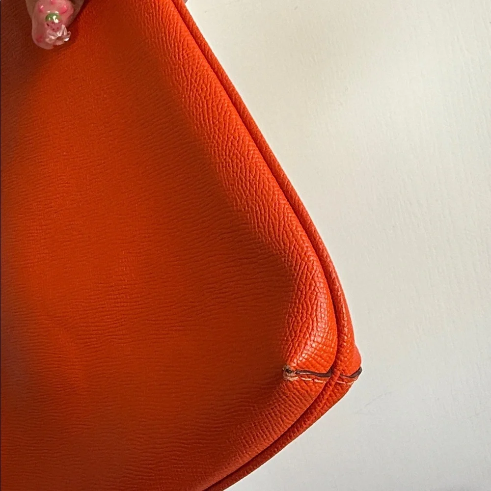 Coach Orange Pebble Leather Crossbody Bag With Front Pocket
